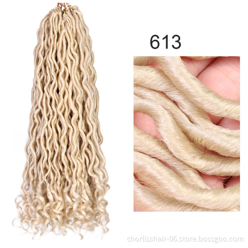 Hot Sale Curly Faux Locs Crochet Hair Deep Wave Braiding Hair With Curly Ends Crochet Goddess Locs Synthetic Braids For Woman